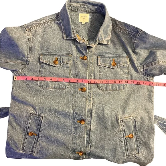 Marea By Liz Joy DENIM UTILITY JACKET - VINTAGE WASH SZ M - Picture 11 of 12